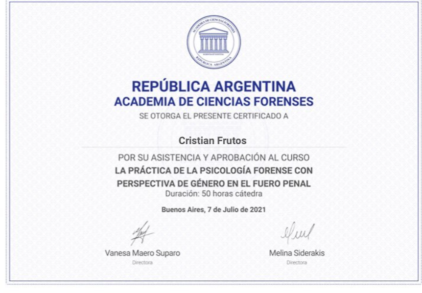 Certificado Psicología Forense