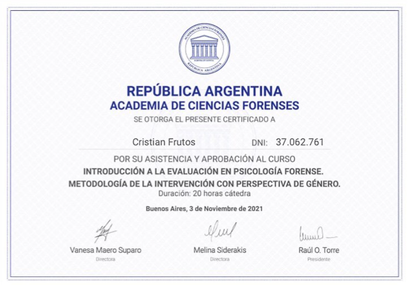 Certificado Evaluación Forense